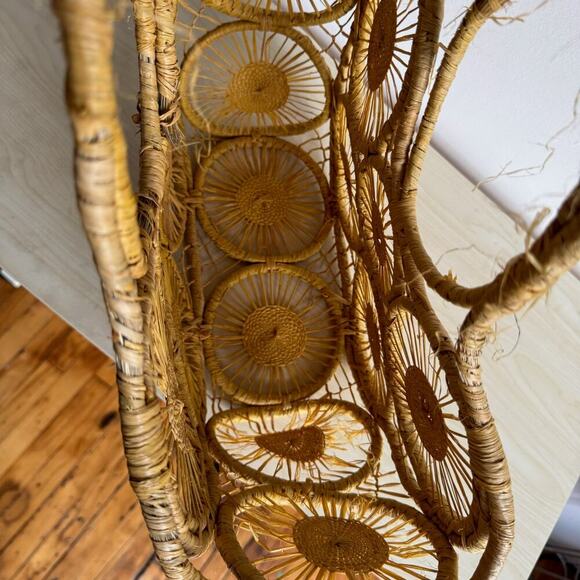 Yellow Straw Sunburst Raffia Open Woven Tote Bag - Picture 6 of 6